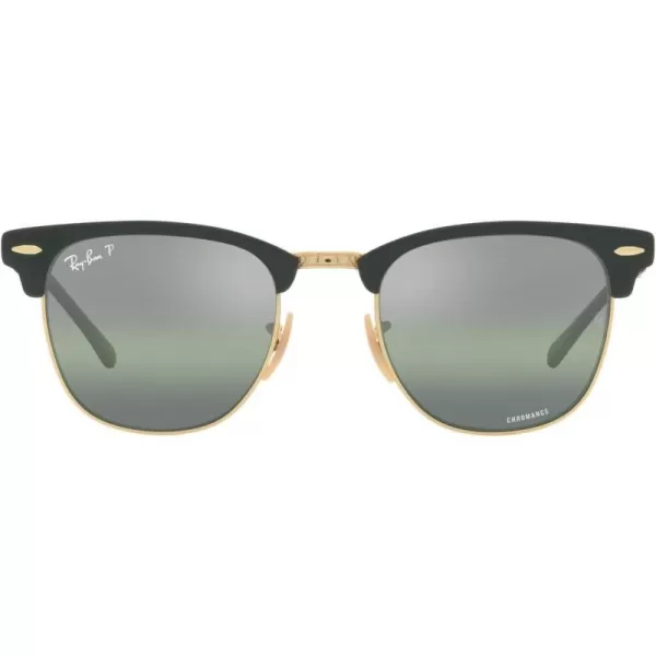 RayBan RB3716 Clubmaster Metal Square SunglassesGreen on GoldDark Green Mirrored Polarized