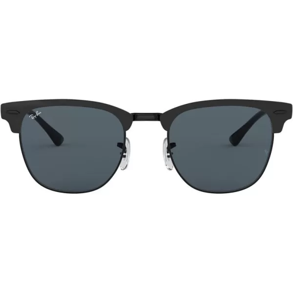 RayBan RB3716 Clubmaster Metal Square SunglassesMatte Black on BlackBlue