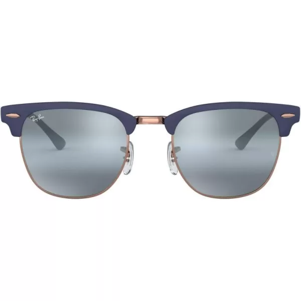 RayBan RB3716 Clubmaster Metal Square SunglassesMatte Dark Blue on CopperBlue Bimirrored Grey