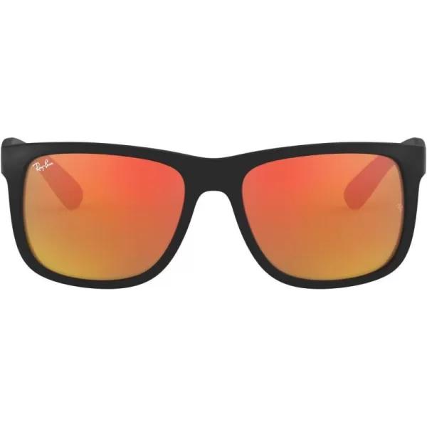 RayBan RB4165 Justin Rectangular SunglassesRubber BlackBrown Mirrored Orange