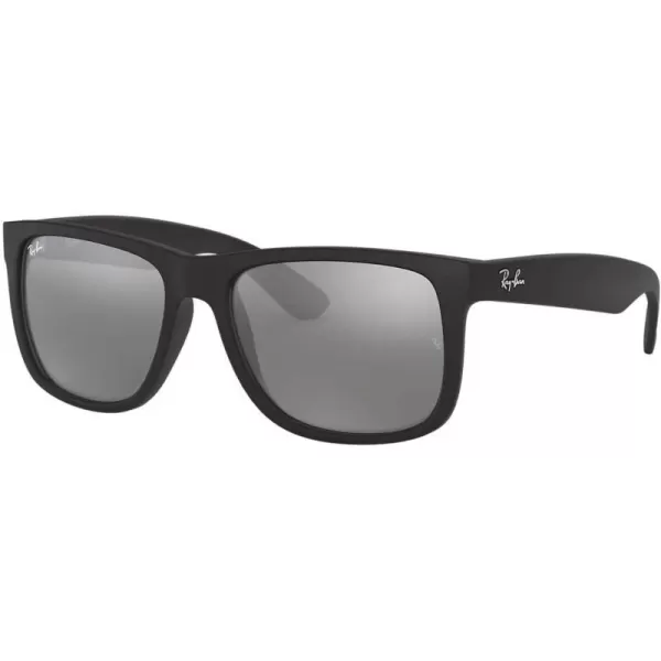 RayBan RB4165 Justin Rectangular SunglassesRubber BlackGrey Mirrored Silver