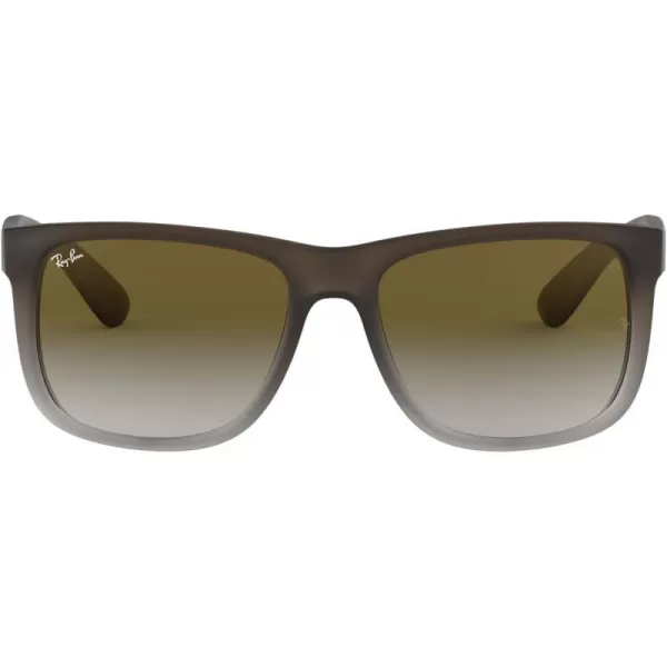 RayBan RB4165 Justin Rectangular SunglassesRubber Brown on GreyLight Grey Gradient Green