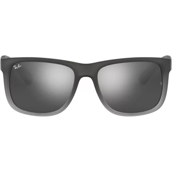 RayBan RB4165 Justin Rectangular SunglassesRubber Grey on Clear GreyGrey Mirrored Silver Gradient