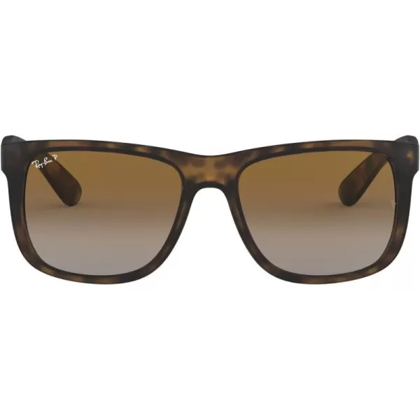 RayBan RB4165 Justin Rectangular SunglassesRubber HavanaPolarized Grey Gradient Brown