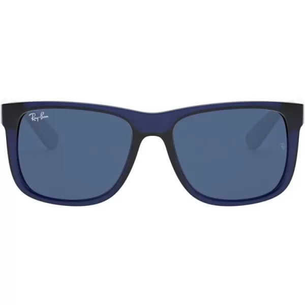 RayBan RB4165 Justin Rectangular SunglassesRubber Transparent BlueDark Blue