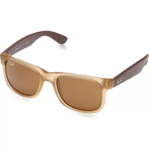 RayBan RB4165 Justin Rectangular SunglassesRubber Transparent LightDark Brown