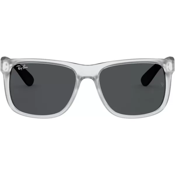 RayBan RB4165 Justin Rectangular SunglassesRubber TransparentDark Grey