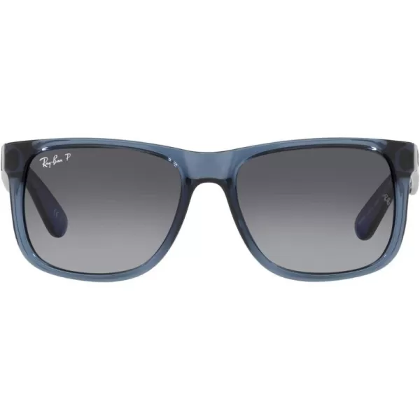 RayBan RB4165 Justin Rectangular SunglassesTransparent BlueGrey Gradient Polarized