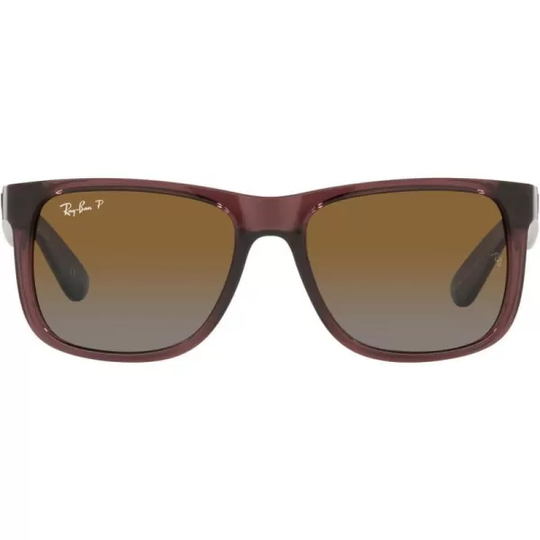 RayBan RB4165 Justin Rectangular SunglassesTransparent Dark BrownGradient Brown Polarized