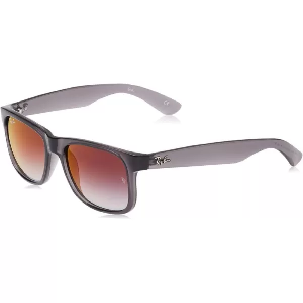 RayBan RB4165 Justin Rectangular SunglassesTransparent GreyGrey Gradient Mirrored Red