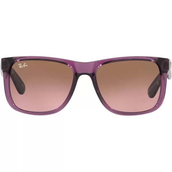 RayBan RB4165 Justin Rectangular SunglassesTransparent VioletPink Gradient Brown