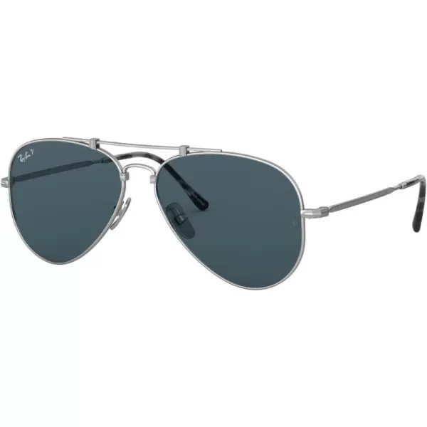 RayBan RB8125m Titanium Aviator SunglassesDemi Gloss SilverPolarized Blue Mirrored Gold