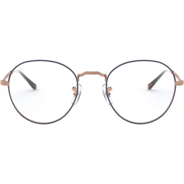 RayBan RX3582v Round Prescription Eyeglass FramesBlue on Matte CopperDemo Lens