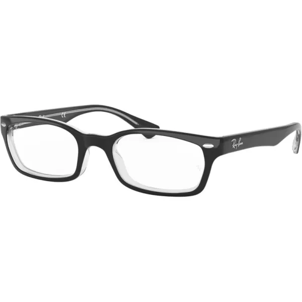 RayBan RX5150 Rectangular Prescription Eyeglass Frames Black On TransparentDemo Lens 52 mm