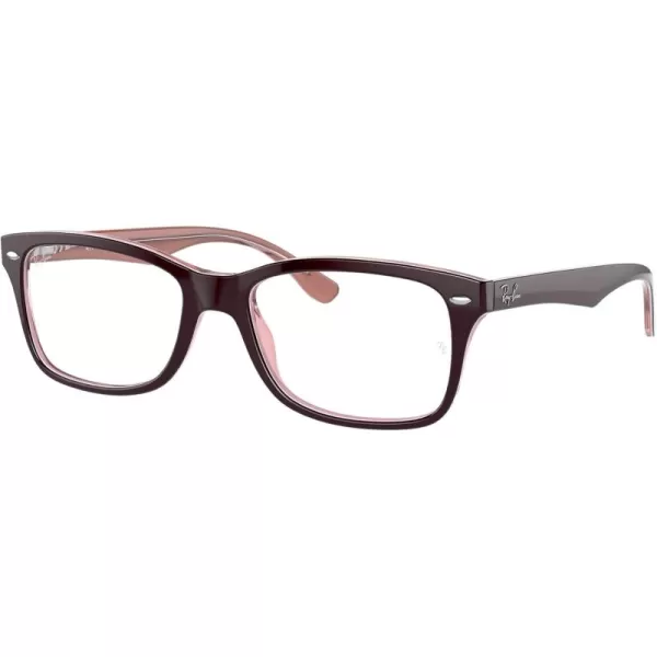 RayBan RX5228 Square Prescription Eyeglass FramesBrown on Transparent PinkDemo Lens