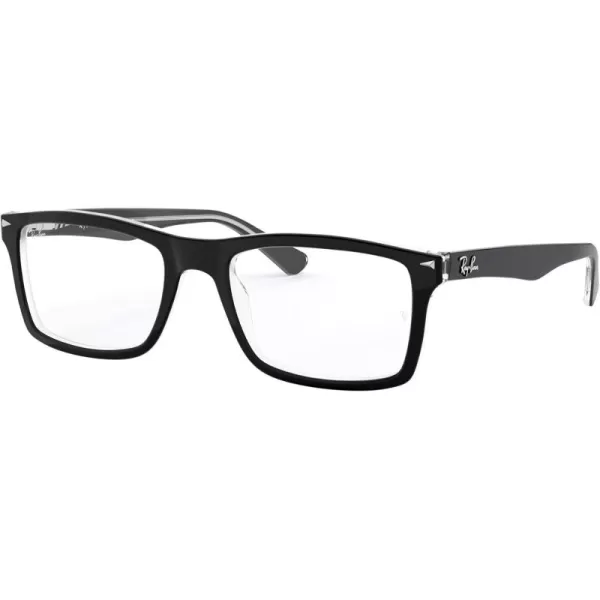 RayBan RX5287 Square Prescription Eyeglass Frames Black On TransparentDemo Lens 54 mm