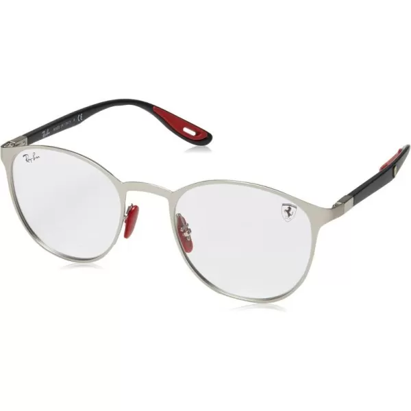 RayBan RX6355m Scuderia Ferrari Collection Round Prescription Eyeglass FramesMatte SilverDemo Lens