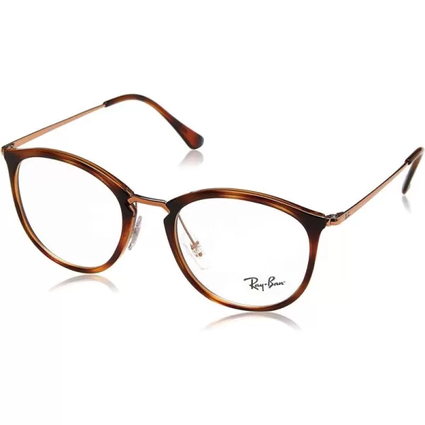 RayBan RX7140 Square Prescription Eyeglass FramesStriped HavanaDemo Lens