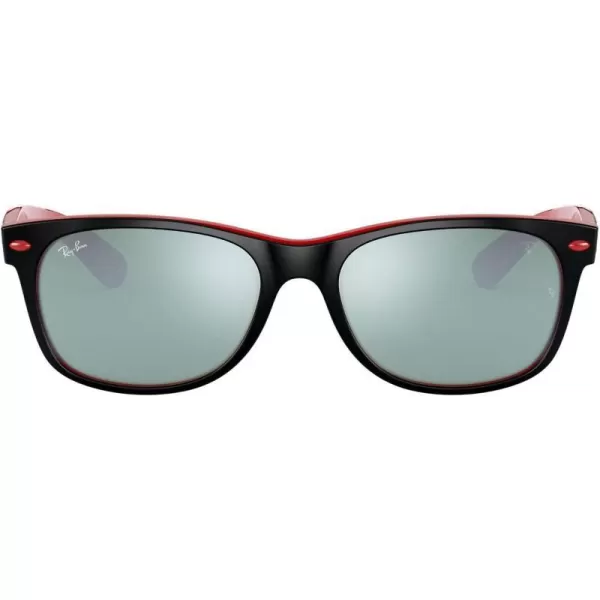 RayBan Rb2132m Scuderia Ferrari Collection Square SunglassesMatte Black on RedLight Green Mirrored Silver