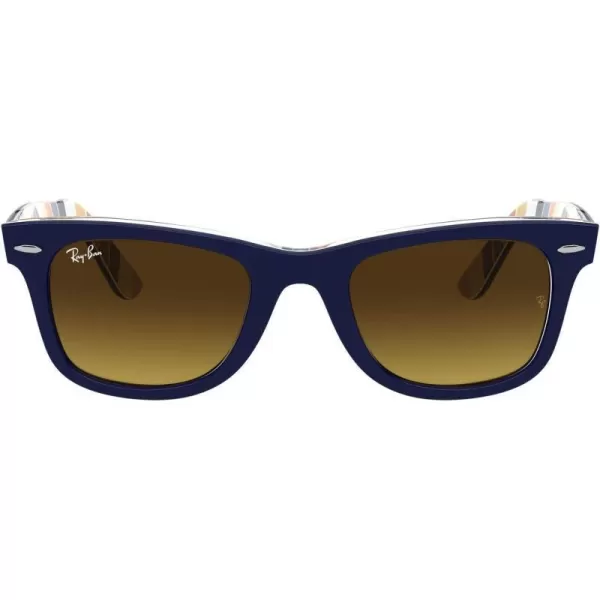 RayBan Rb2140f Original Wayfarer Low Bridge Fit Square SunglassesBlue on Stripes OrangeBlueBrown Gradient Dark Brown