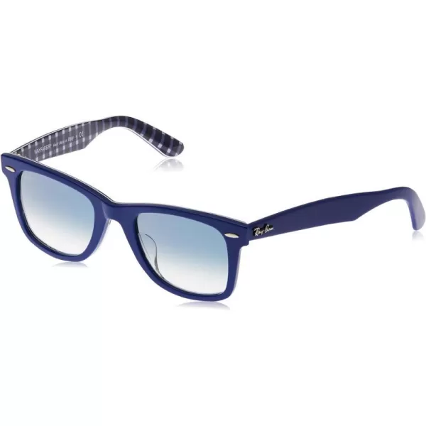 RayBan Rb2140f Original Wayfarer Low Bridge Fit Square SunglassesBlue on Vichy BlueWhiteClear Gradient Blue