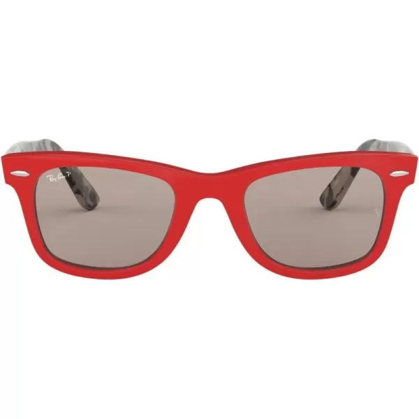 RayBan Rb2140f Original Wayfarer Low Bridge Fit Square SunglassesRedGrey Polarized