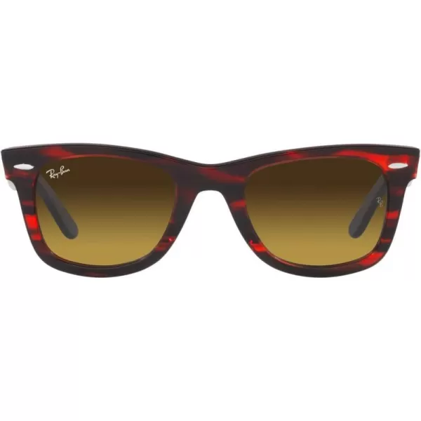 RayBan Rb2140f Original Wayfarer Low Bridge Fit Square SunglassesStriped RedGradient Brown