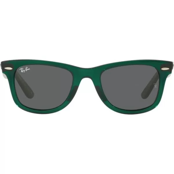 RayBan Rb2140f Original Wayfarer Low Bridge Fit Square SunglassesTransparent GreenDark Grey