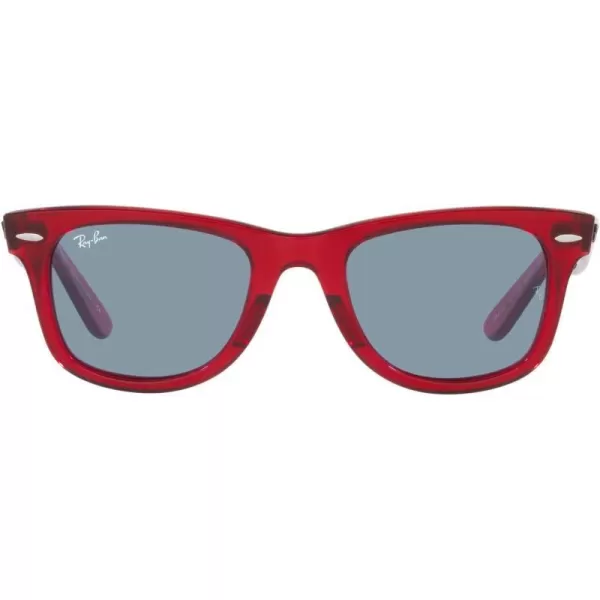 RayBan Rb2140f Original Wayfarer Low Bridge Fit Square SunglassesTransparent RedBlue