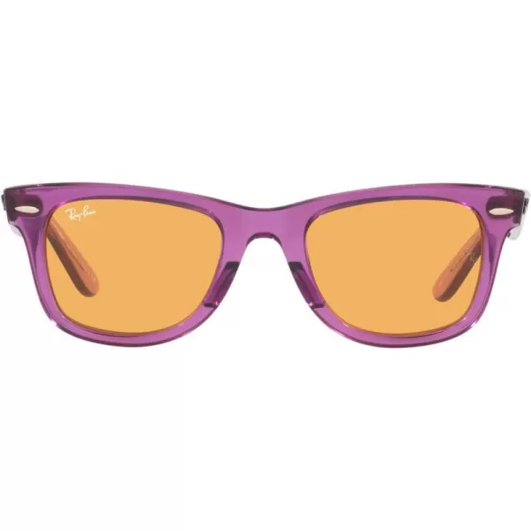 RayBan Rb2140f Original Wayfarer Low Bridge Fit Square SunglassesTransparent VioletOrange