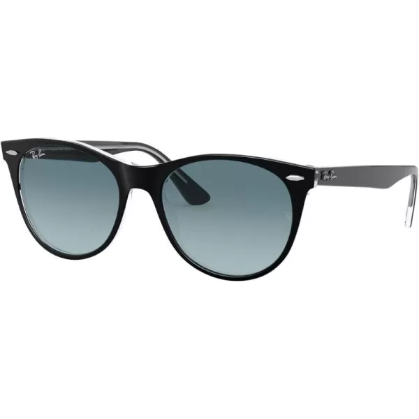 RayBan Rb2185 Wayfarer Ii Round SunglassesBlack on TransparentBlue Gradient Grey