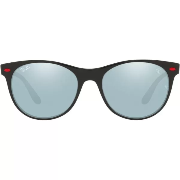 RayBan Rb2202m Scuderia Ferrari Collection Round SunglassesBlackLight Green Mirrored Silver