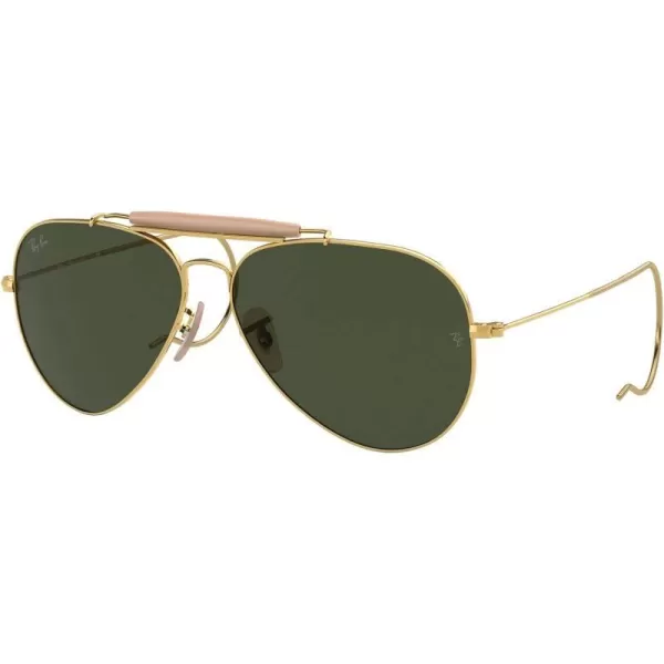 RayBan Rb3030 Outdoorsman I Aviator SunglassesPolished GoldG15 Green