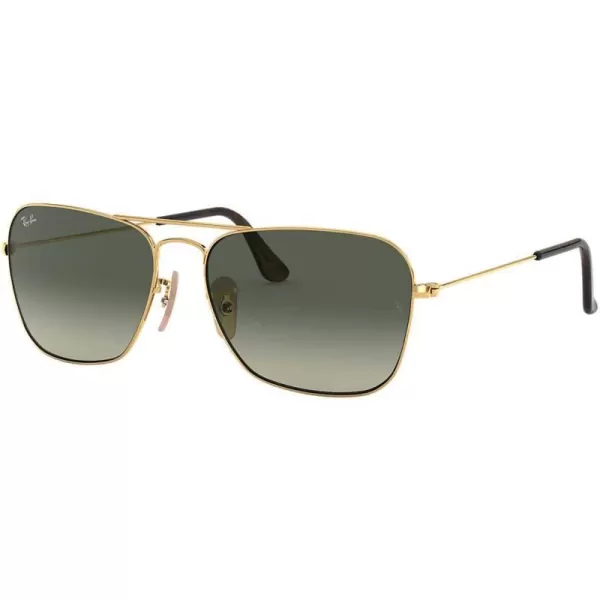 RayBan Rb3136 Caravan Square SunglassesGoldLight Grey Gradient Dark Grey