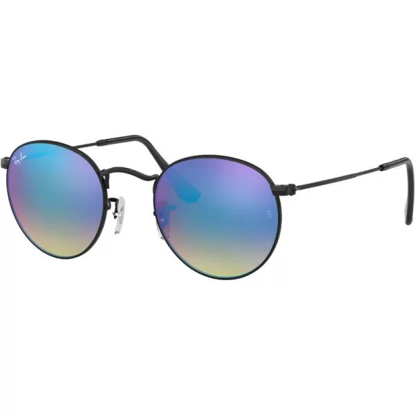 RayBan Rb3447 Round Metal SunglassesBlackBrown Gradient Mirrored Blue