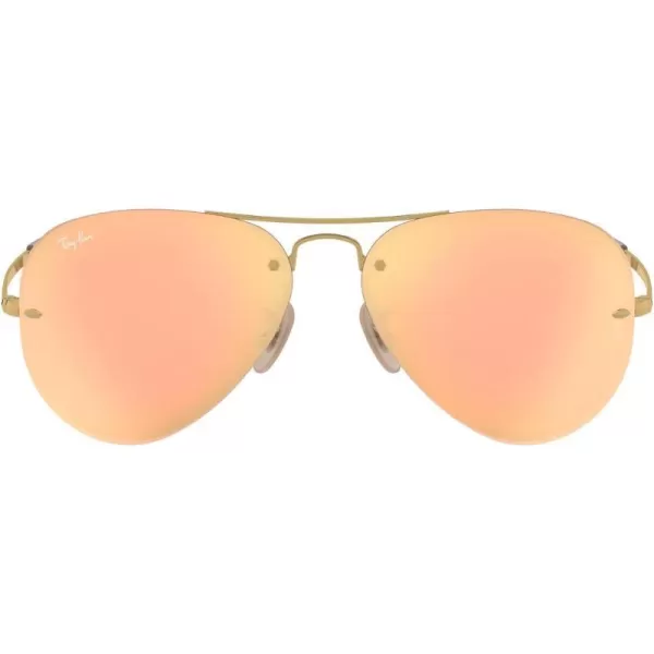 RayBan Rb3449 Aviator SunglassesGoldLight Brown Mirrored Pink