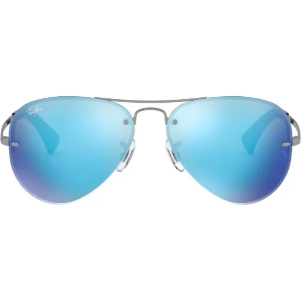 RayBan Rb3449 Aviator SunglassesGunmetalLight Green Mirrored Blue