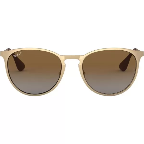 RayBan Rb3539 Erika Metal Round SunglassesMatte GoldPolarized Grey Gradient Brown