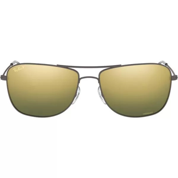 RayBan Rb3543 Chromance Aviator SunglassesMatte GunmetalPolarized Green Mirrored Gold Gradient