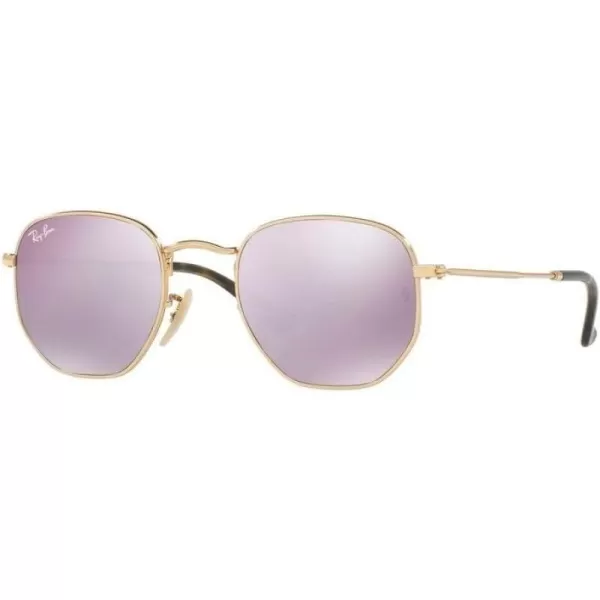 RayBan Rb3548n Hexagonal Flat Lens SunglassesGold  Wisteria Flash