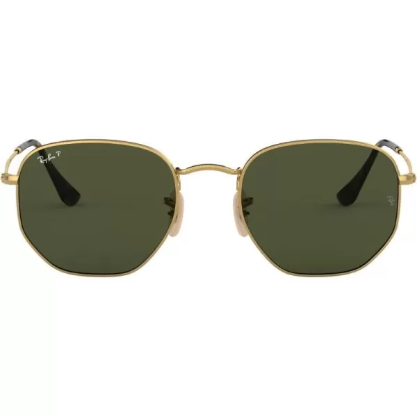 RayBan Rb3548n Hexagonal Flat Lens SunglassesGoldG15 Green Polarized