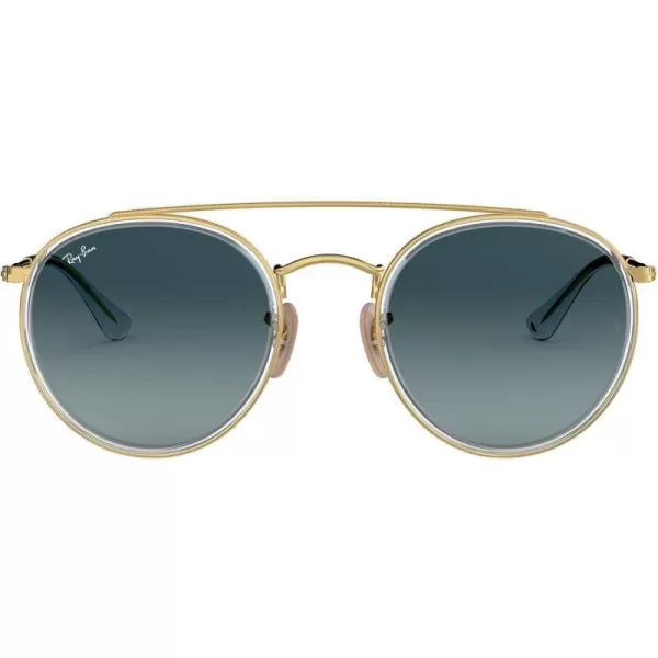 RayBan Rb3647n Double Bridge Round SunglassesGoldBlue Gradient Grey