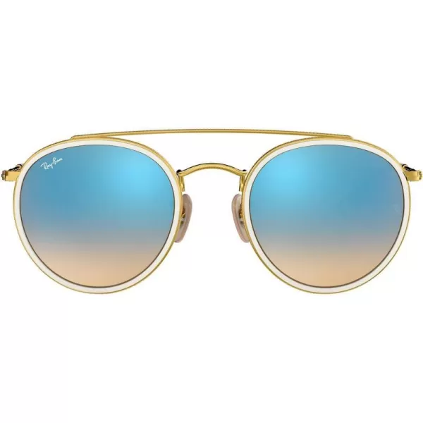 RayBan Rb3647n Double Bridge Round SunglassesGoldBrown Gradient Mirrored Blue