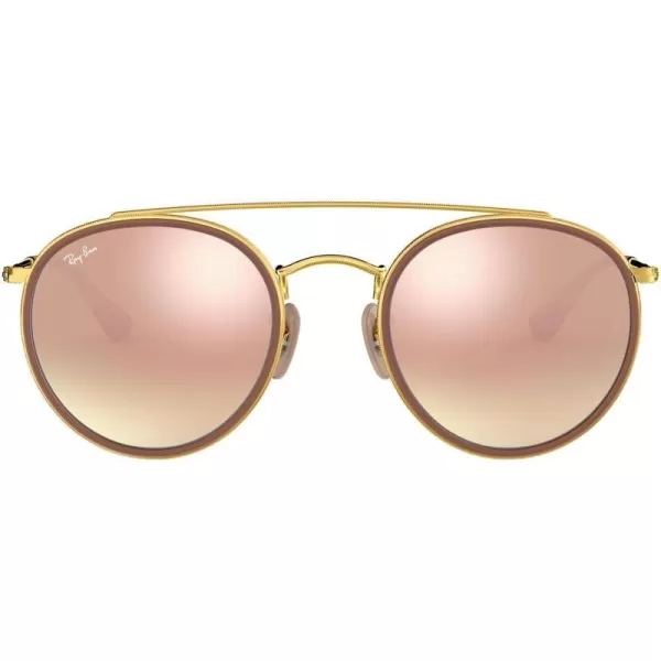 RayBan Rb3647n Double Bridge Round SunglassesGoldBrown Gradient Mirrored Pink