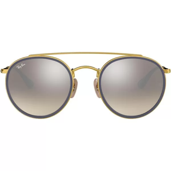 RayBan Rb3647n Double Bridge Round SunglassesGoldBrown Gradient Mirrored Silver