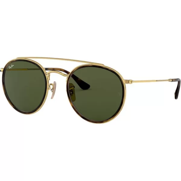 RayBan Rb3647n Double Bridge Round SunglassesGoldG15 Green