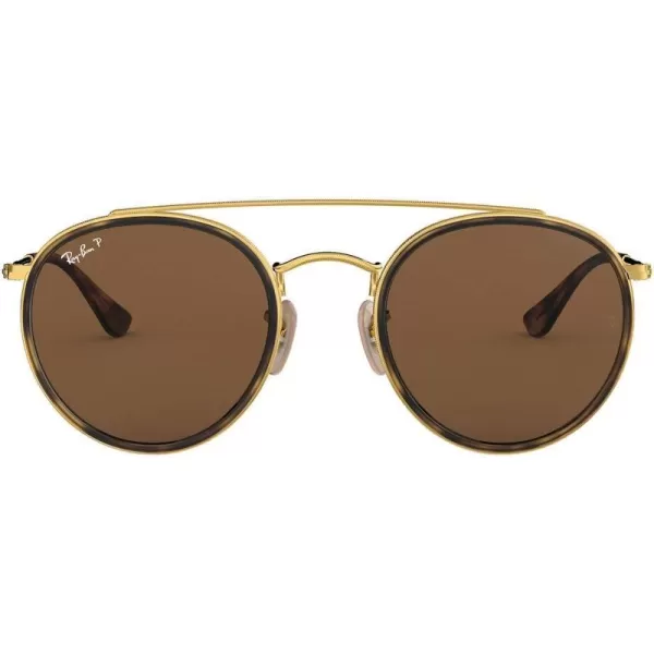 RayBan Rb3647n Double Bridge Round SunglassesGoldPolarized B15 Brown