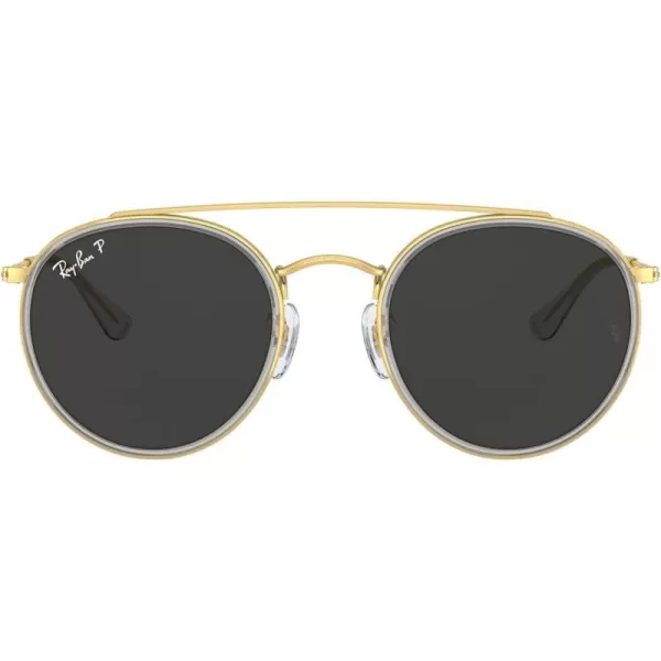 RayBan Rb3647n Double Bridge Round SunglassesLegend GoldPolarized Black