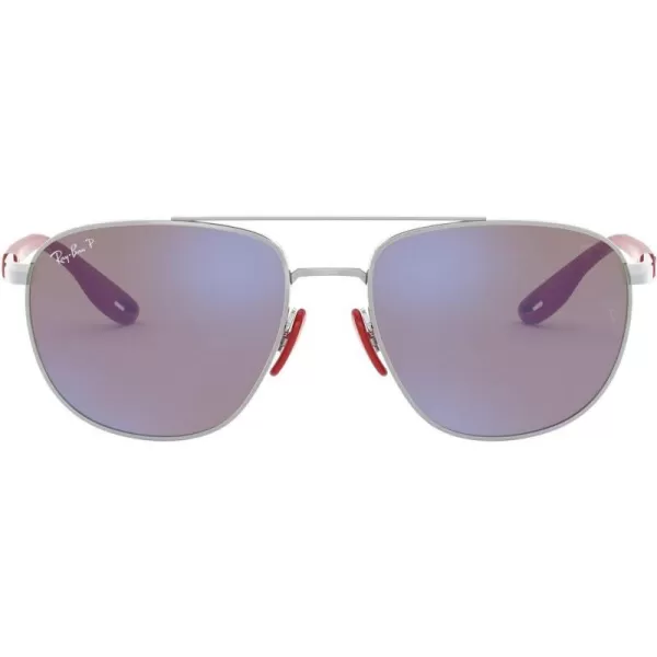 RayBan Rb3659m Scuderia Ferrari Collection Square SunglassesSilverChromance Polarized Grey Mirrored Blue