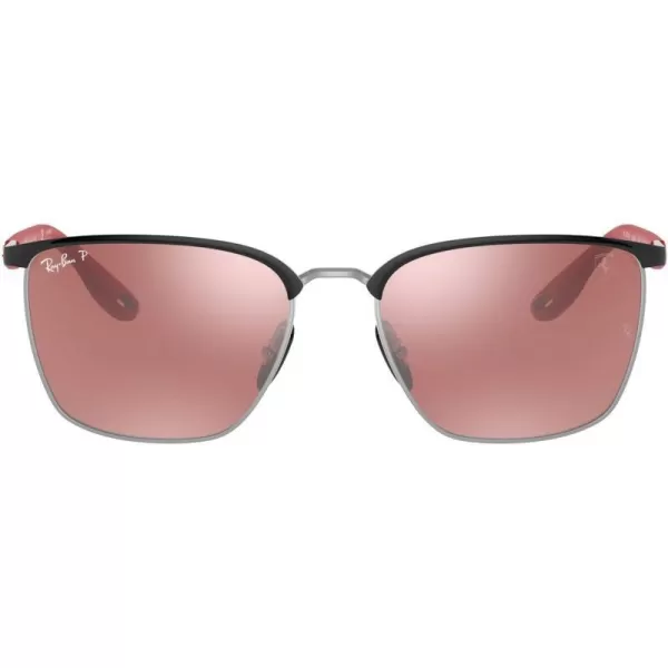 RayBan Rb3673m Scuderia Ferrari Collection Square SunglassesBlack on SilverChromance Purple Mirrored Silver Polarized